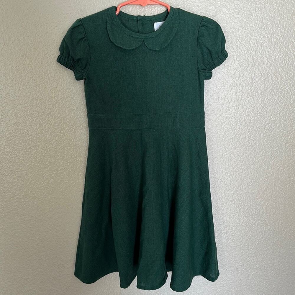 Knotted Fern Toddler Girl Green Collared Button Back Dress Size 4T